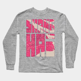 Shanghai, China City Map Typography - Blossom Long Sleeve T-Shirt